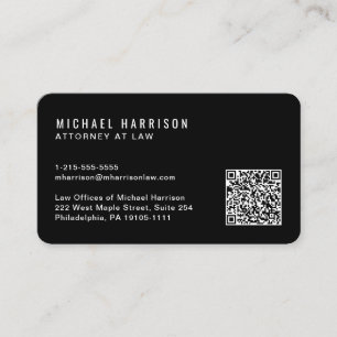 Carte De Visite Code QR minimal noir professionnel