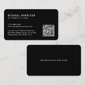 Carte De Visite Code QR minimal noir professionnel (Devant / Derrière)