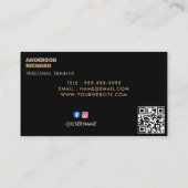 Carte De Visite Code QR minimal | Photo d'aptitude personnelle du  (Dos)