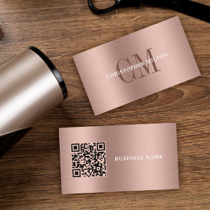 Carte De Visite Code QR Minimal Professionnel Métal Brossé Rose