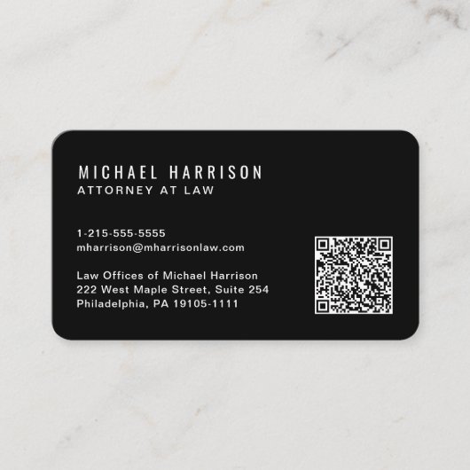 Carte De Visite Code QR minimal Professionnel Noir (Devant)