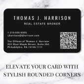 Carte De Visite Code QR minimal professionnel noir