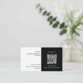 Carte De Visite Code QR minimal professionnel scannable pour promo (Debout devant)