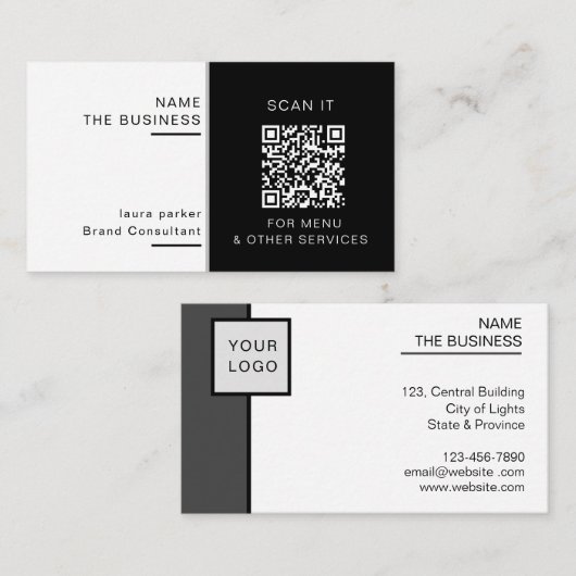 Carte De Visite Code QR minimal professionnel scannable pour promo (Devant / Derrière)