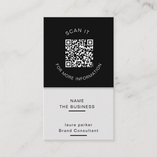 Carte De Visite Code QR minimal professionnel scannable pour promo (Devant)