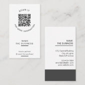 Carte De Visite Code QR minimal professionnel scannable pour promo (Devant / Derrière)