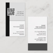 Carte De Visite Code QR minimal professionnel scannable pour promo (Devant / Derrière)