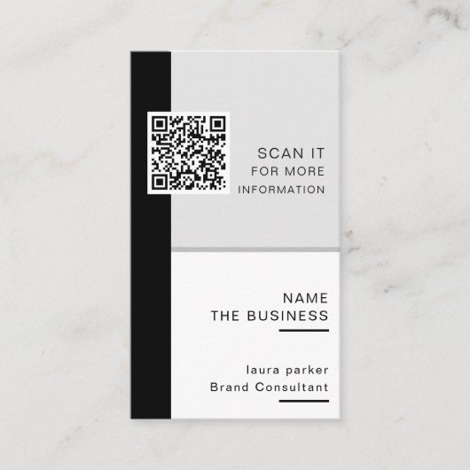 Carte De Visite Code QR minimal professionnel scannable pour promo (Devant)