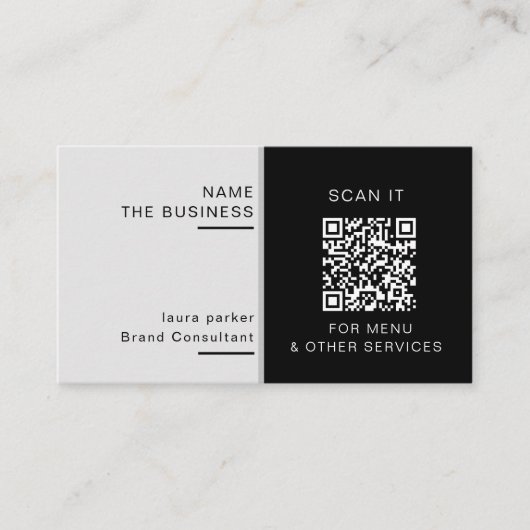Carte De Visite Code QR minimal professionnel scannable pour promo (Devant)