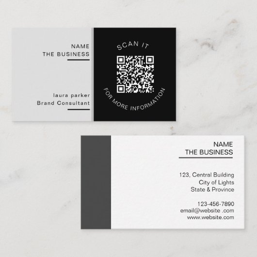 Carte De Visite Code QR minimal professionnel scannable Promotion (Devant / Derrière)