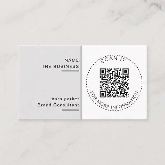 Carte De Visite Code QR minimal professionnel scannable Promotion (Devant)