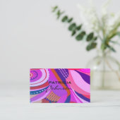 Carte De Visite Code QR minimal | Rose violet de script rétro (Debout devant)