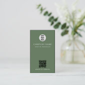 Carte De Visite Code QR minimal Sage vert (Debout devant)