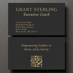 Carte De Visite Code QR minimaliste Black Gold de l'entraîneur exé