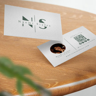 Carte De Visite Code QR minimaliste élégant et sage Photo professi