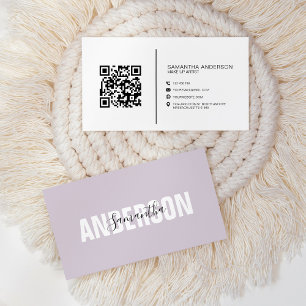 Carte De Visite Code QR minimaliste lilas lavande Moderne