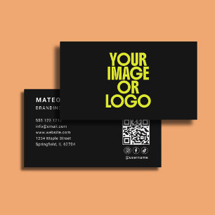 Carte De Visite Code QR Minimaliste Logo de Consultant Noir