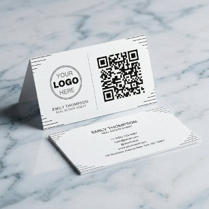 Carte De Visite Code QR minimaliste moderne   Art déco de luxe