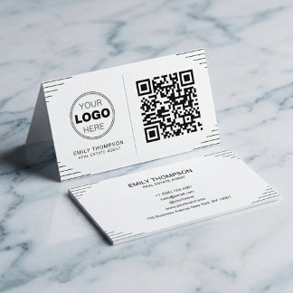 Carte De Visite Code QR minimaliste moderne | Art déco de luxe