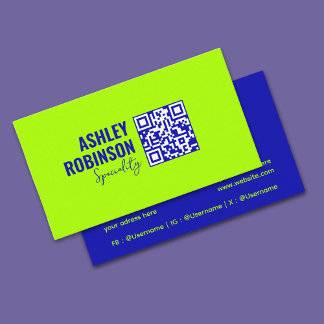 Carte De Visite Code QR minimaliste moderne chaux électrique