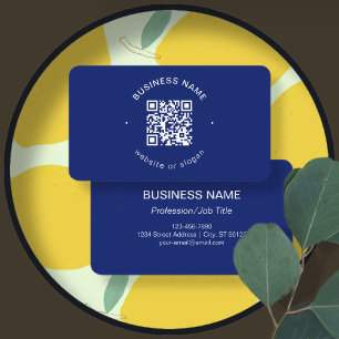 Carte De Visite Code QR minimaliste moderne simple Bleu marine