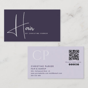 Carte De Visite Code Qr minimaliste monogramme professionnel cheve