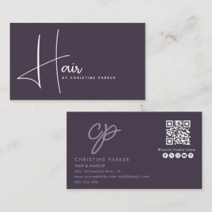 Carte De Visite Code Qr minimaliste monogramme professionnel cheve