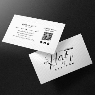 Carte De Visite Code QR minimaliste Motif noir blanc