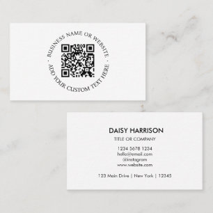 Carte De Visite Code QR   Minimaliste Nettoyer Simple Balayage Bla