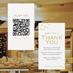 Carte De Visite Code QR Minimaliste Pailleté Or Laissez un Avis