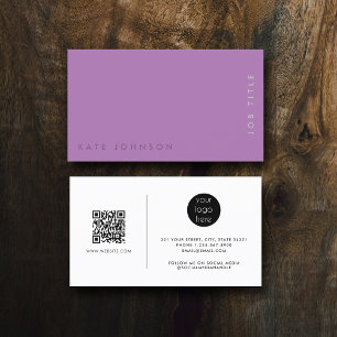 Carte De Visite Code QR minimaliste Professionnel moderne violet