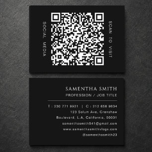 Carte De Visite Code QR minimaliste professionnel noir et blanc