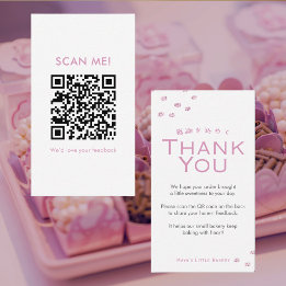 Carte De Visite Code QR Minimaliste Rose Pailleté pour Avis