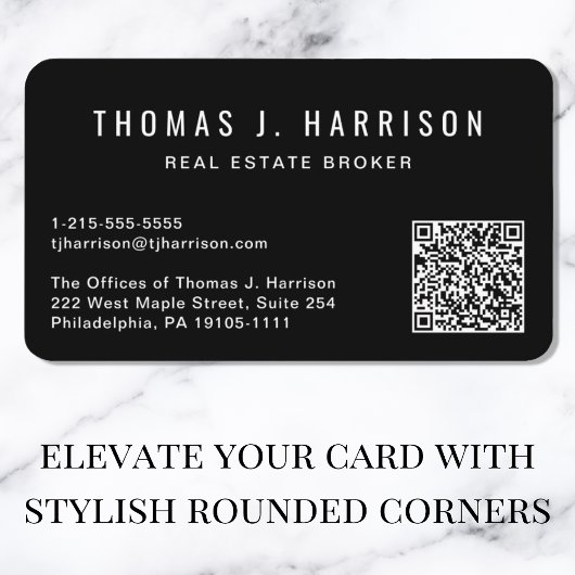 Carte De Visite Code QR minimum professionnel noir