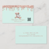 Carte De Visite Code QR Mixer Cœurs Fleurs Rose Gold Drips (Devant / Derrière)