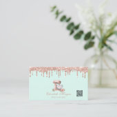 Carte De Visite Code QR Mixer Cœurs Fleurs Rose Gold Drips (Debout devant)