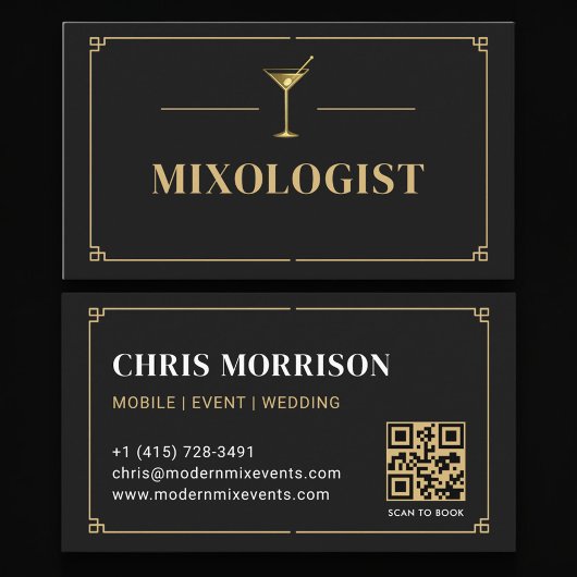 Carte De Visite Code QR Mixologue Professionnel