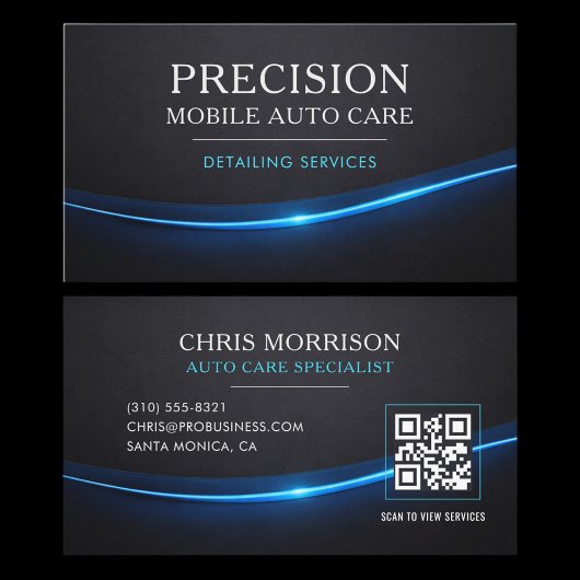 Carte De Visite Code QR Mobile Auto Care Professionnel