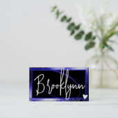 Carte De Visite Code QR Modèle élégant Royal Blue Frame Heart (Debout devant)