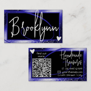Carte De Visite Code QR Modèle élégant Royal Blue Frame Heart