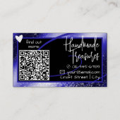 Carte De Visite Code QR Modèle élégant Royal Blue Frame Heart (Dos)