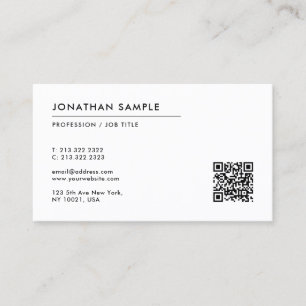 Carte De Visite Code QR Modèle minimaliste personnalisé