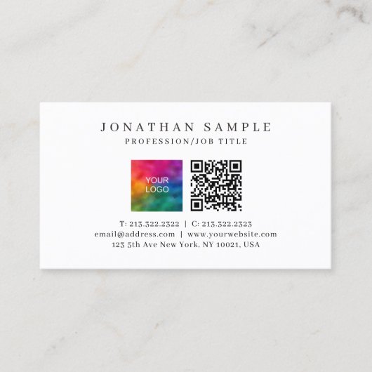 Carte De Visite Code QR Modèle moderne Téléchargez votre logo (Devant)
