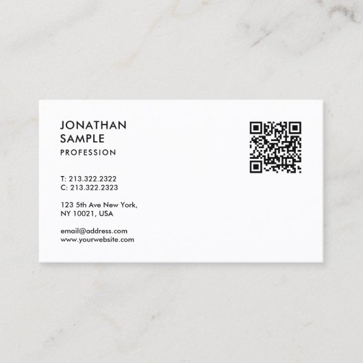Carte De Visite Code QR Modèle professionnel moderne client (Devant)