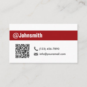 Carte De Visite Code QR moderne à rayures rouges Professionnel