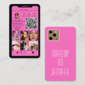 Carte De Visite Code QR moderne Artiste maquillage de grille Insta (Devant / Derrière)