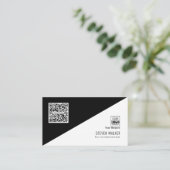 Carte De Visite Code QR moderne avec logo propre entreprise minima (Debout devant)