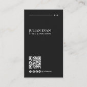 Carte De Visite Code QR moderne Black Professional LinkedIn (Devant)