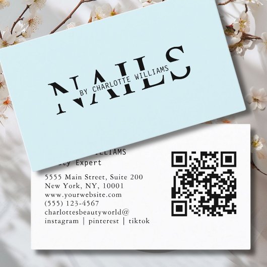 Carte De Visite Code QR moderne, bleu clair