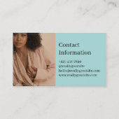 Carte De Visite Code QR moderne | Bleu clair et vert olive (Dos)